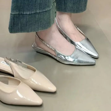 Xajzpa New Style Women's Fashion Heels Sandals Pointed Toe Elegant Shoes Fashion Slingback Slippers Summer Dress Flip Flops Sandalias